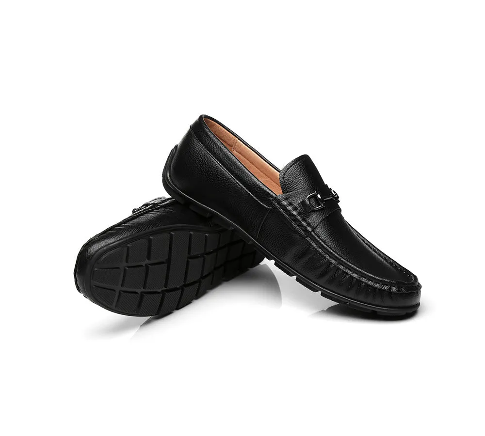 UGG Men Moccasins Leather Black Loafers Flats Colin