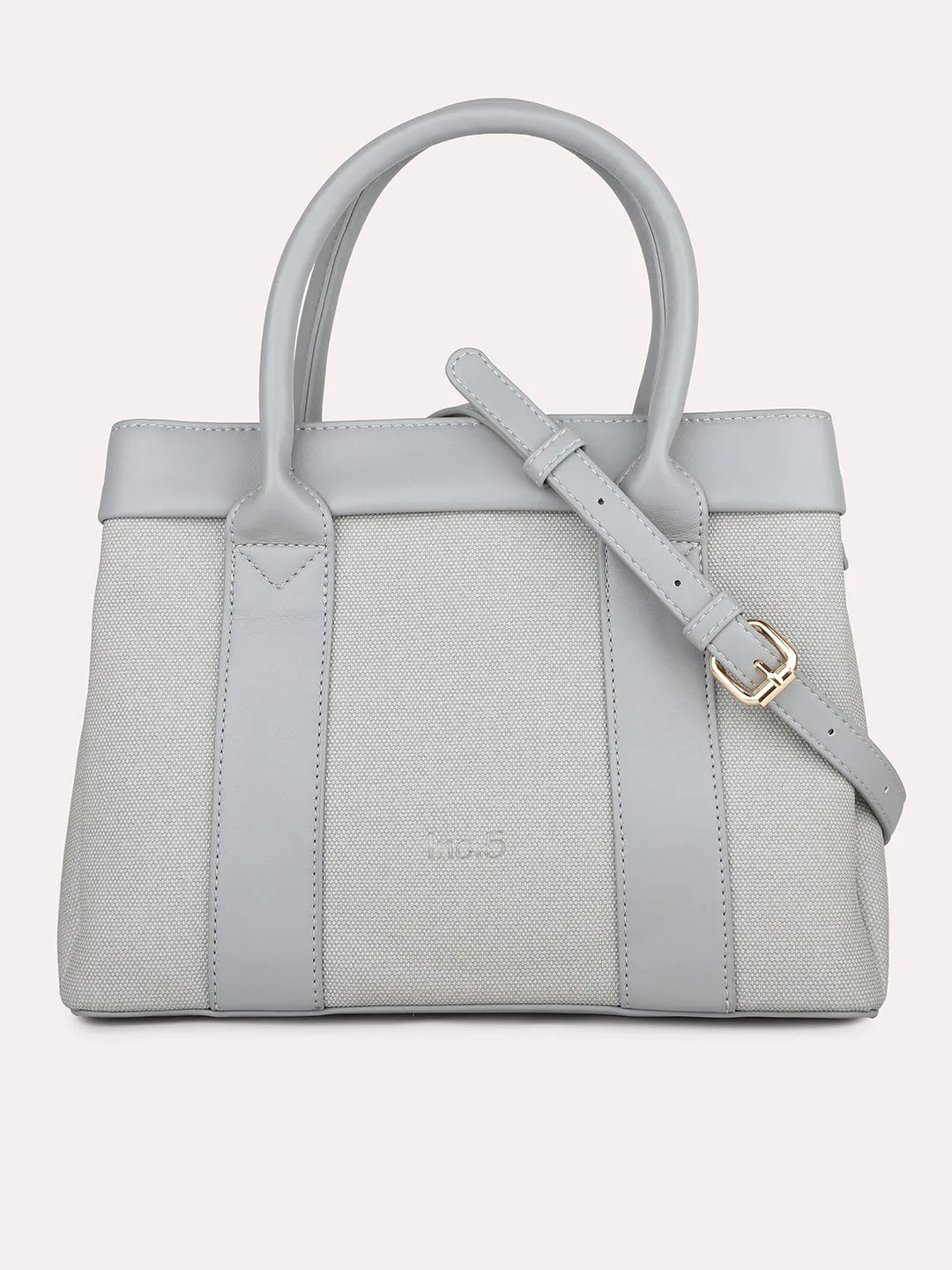 Women Grey Textured Structured Handheld Bag