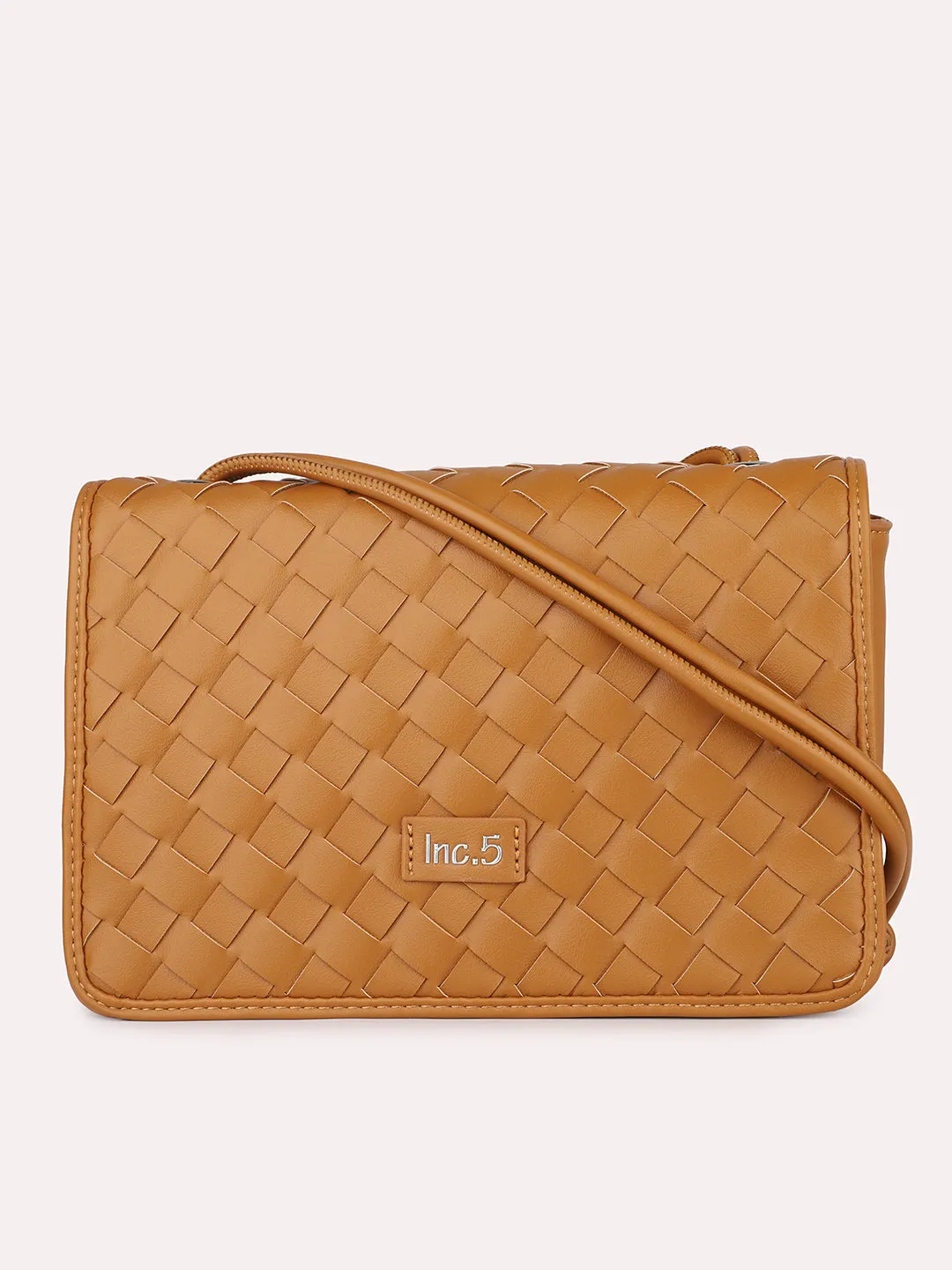 Women Tan Textured Structured Shoulder Bag