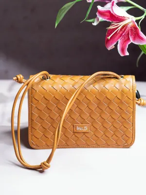 Women Tan Textured Structured Shoulder Bag