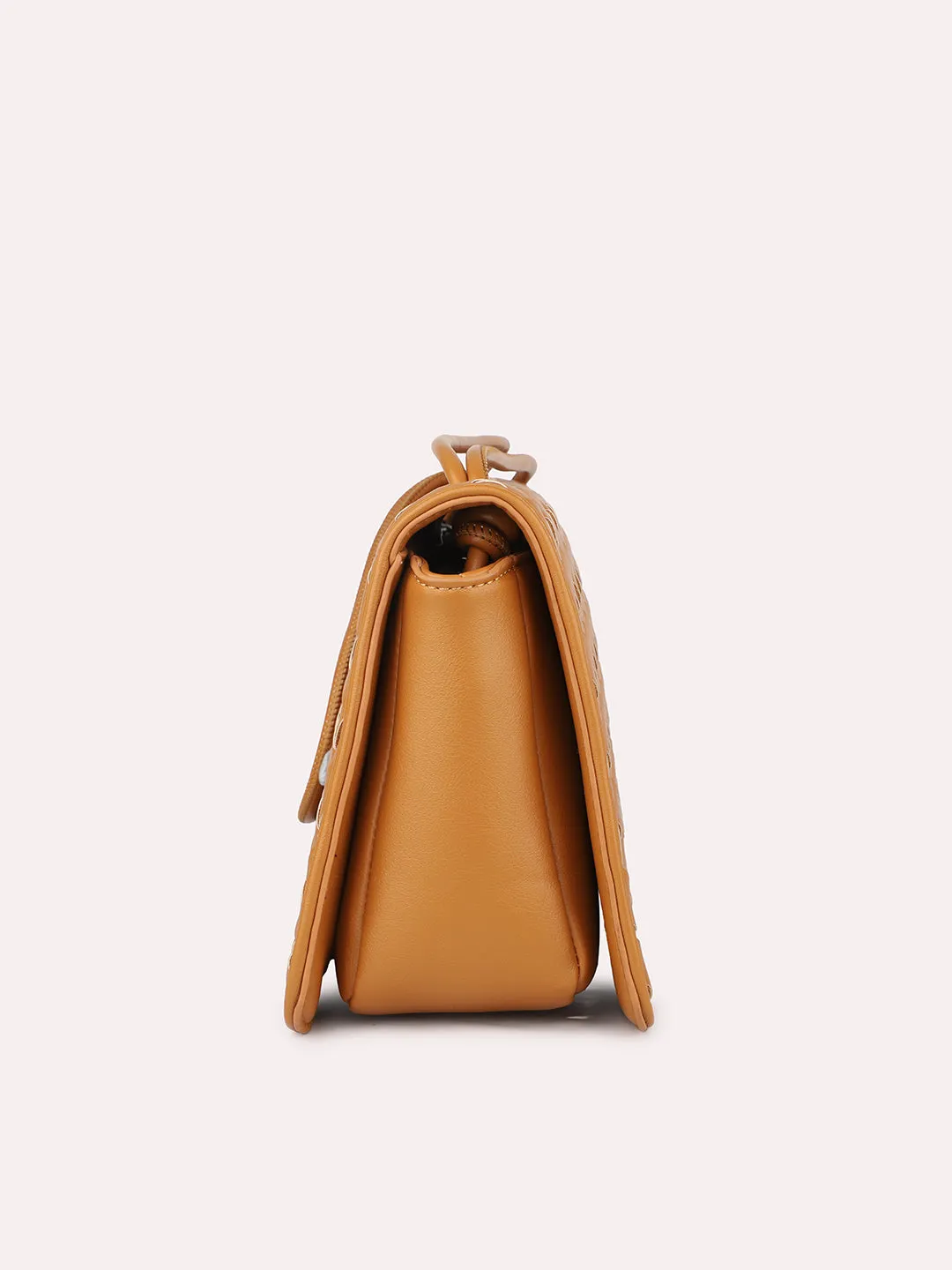 Women Tan Textured Structured Shoulder Bag