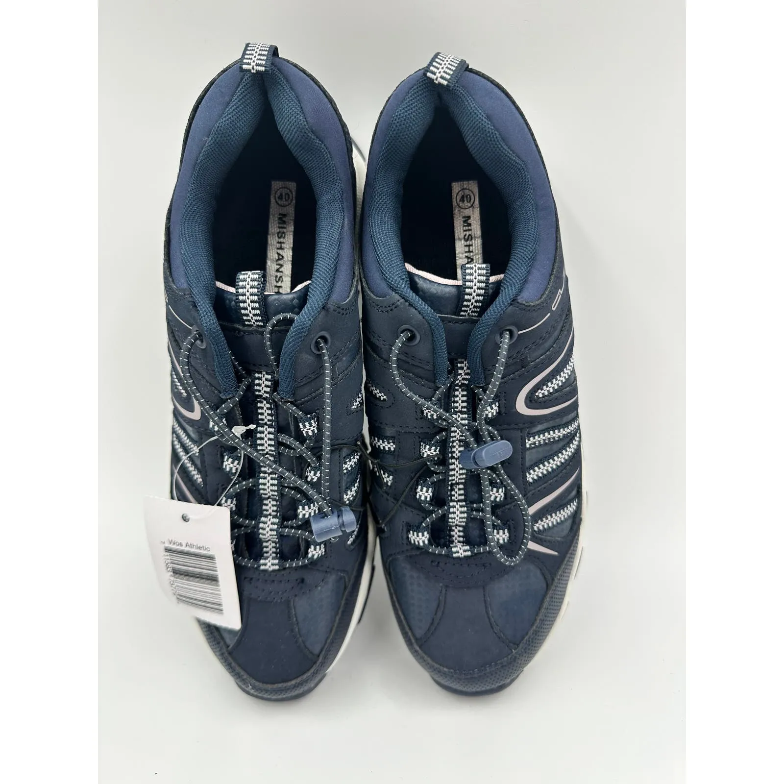 Women's Size 9, Blue Elastic Laced Low Top Hikers, with White Accents and Suede Details