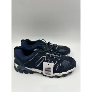 Women's Size 9, Blue Elastic Laced Low Top Hikers, with White Accents and Suede Details