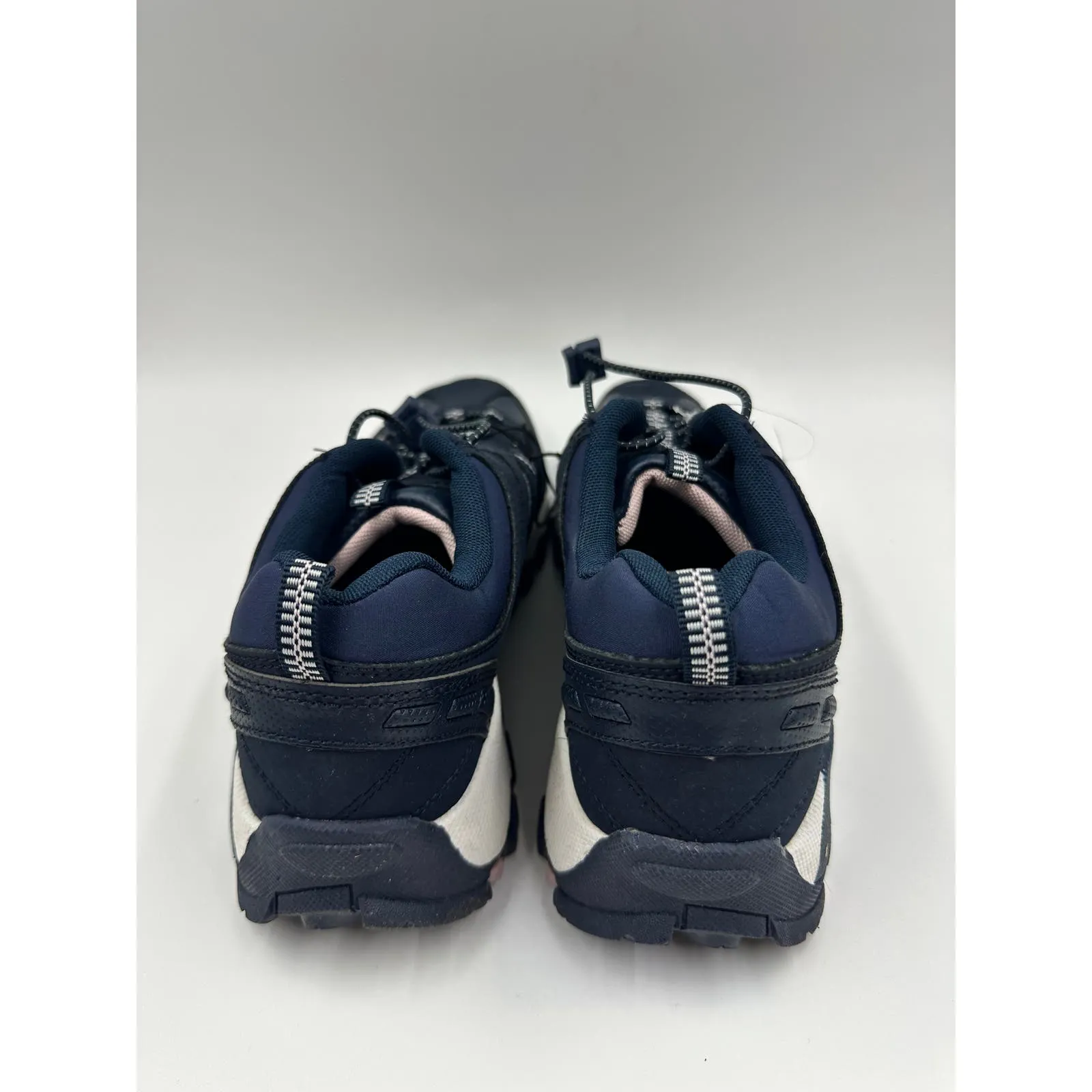 Women's Size 9, Blue Elastic Laced Low Top Hikers, with White Accents and Suede Details