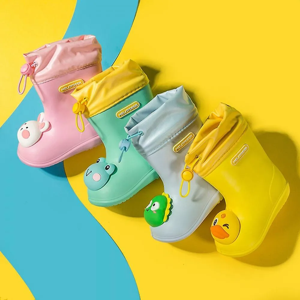 Yellow 180Children's Cartoon Pvc Rubber Waterproof Rain Boots Fashion Classic Baby Water Shoes Rabbit Frog Dolls Boys Girls