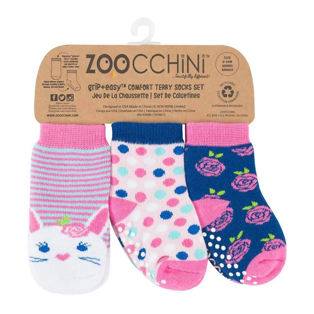 Zoocchini Baby Safety Grip Socks (Set of 3)